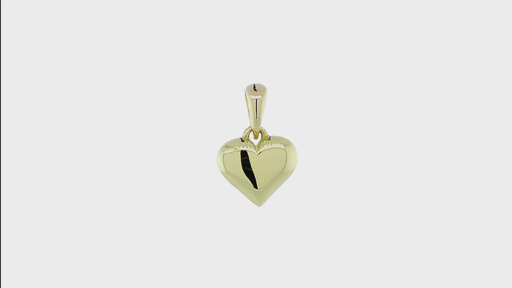 14k Yellow Gold Puffed Heart Charm, Gold Charms