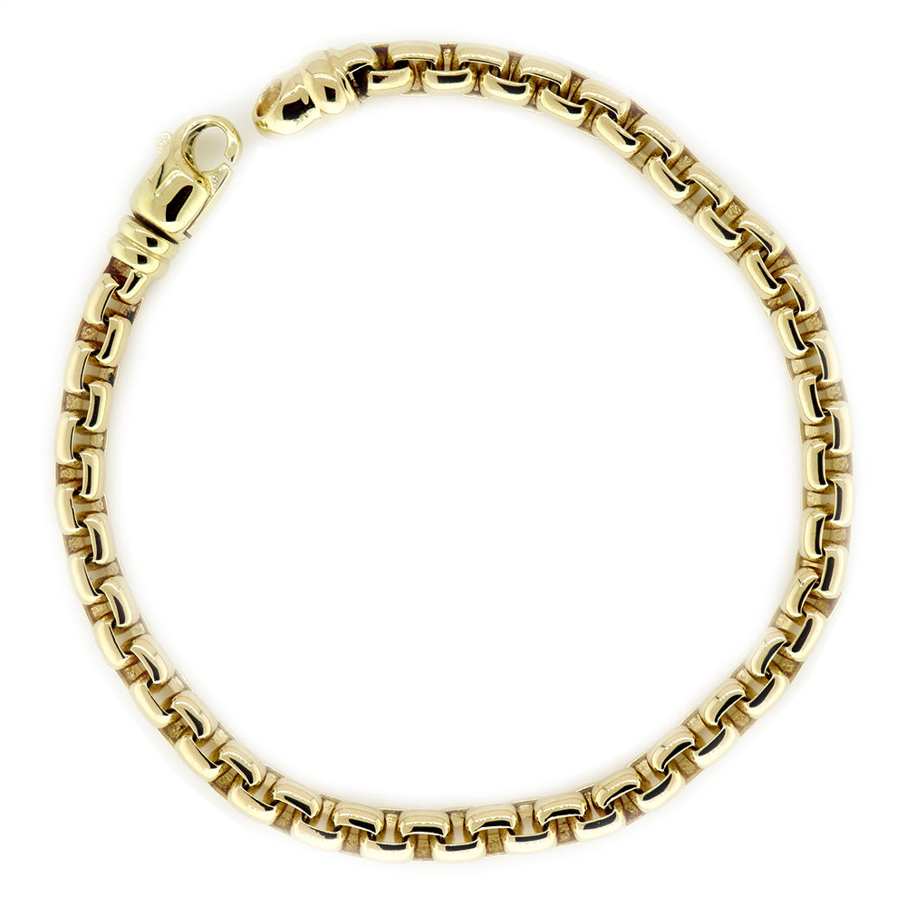 14k Yellow Gold Rounded Box Link Bracelet