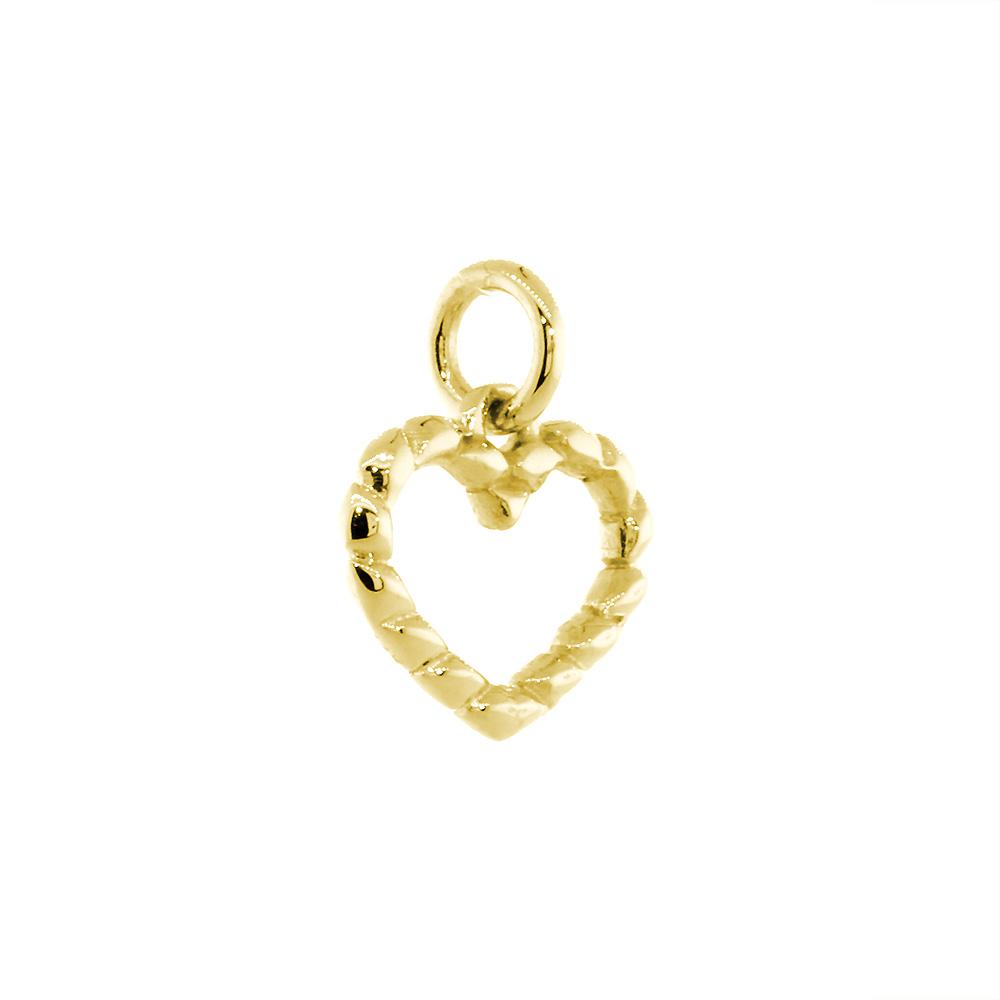 14k Yellow Gold Small Hollow Heart Charm 