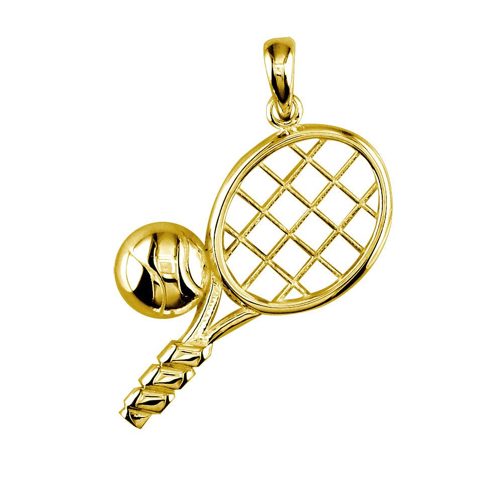 Gold tennis racket on sale pendant