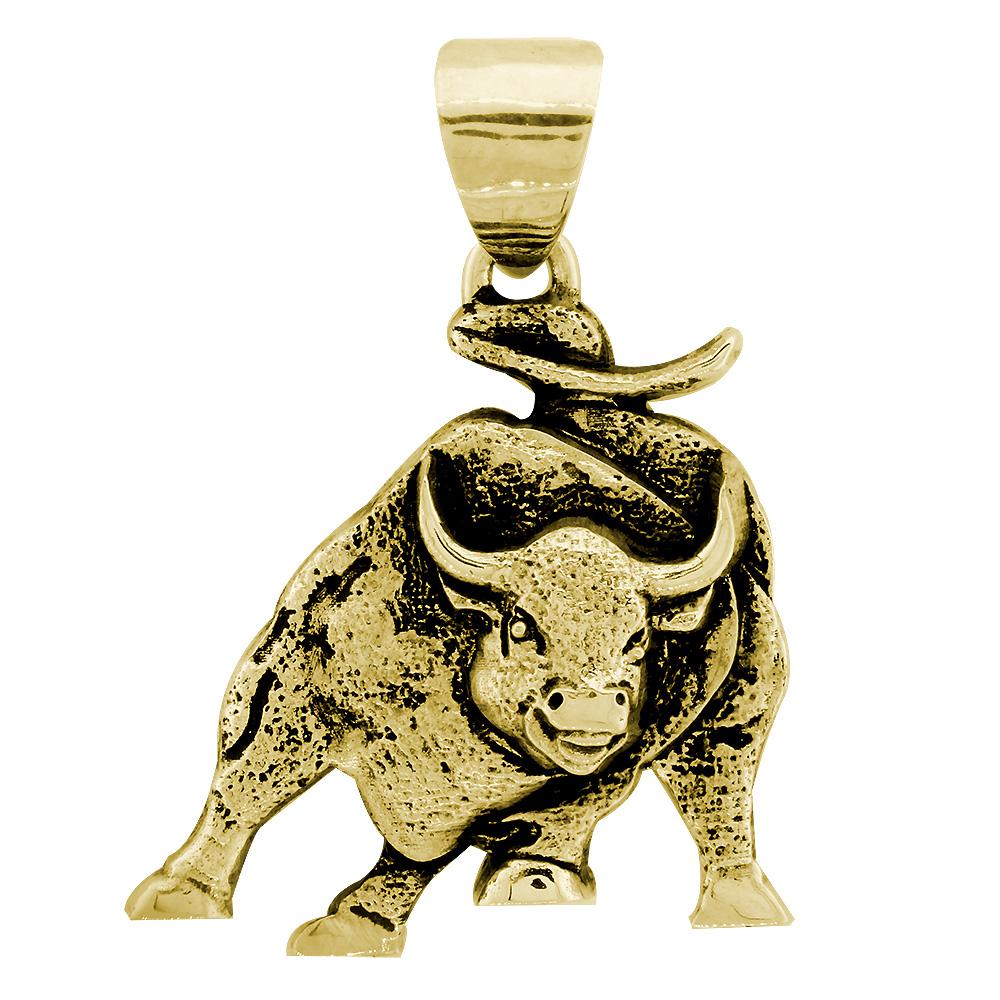 14k gold bull charm selling