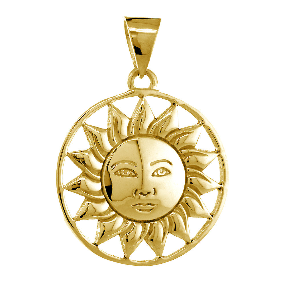 14K Gold Sun Pendant