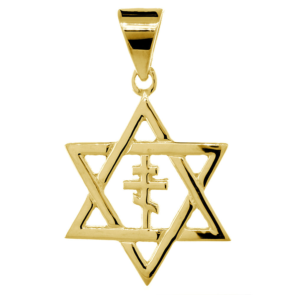 28mm Messianic Jewish Star of David and Russian Orthodox Cross