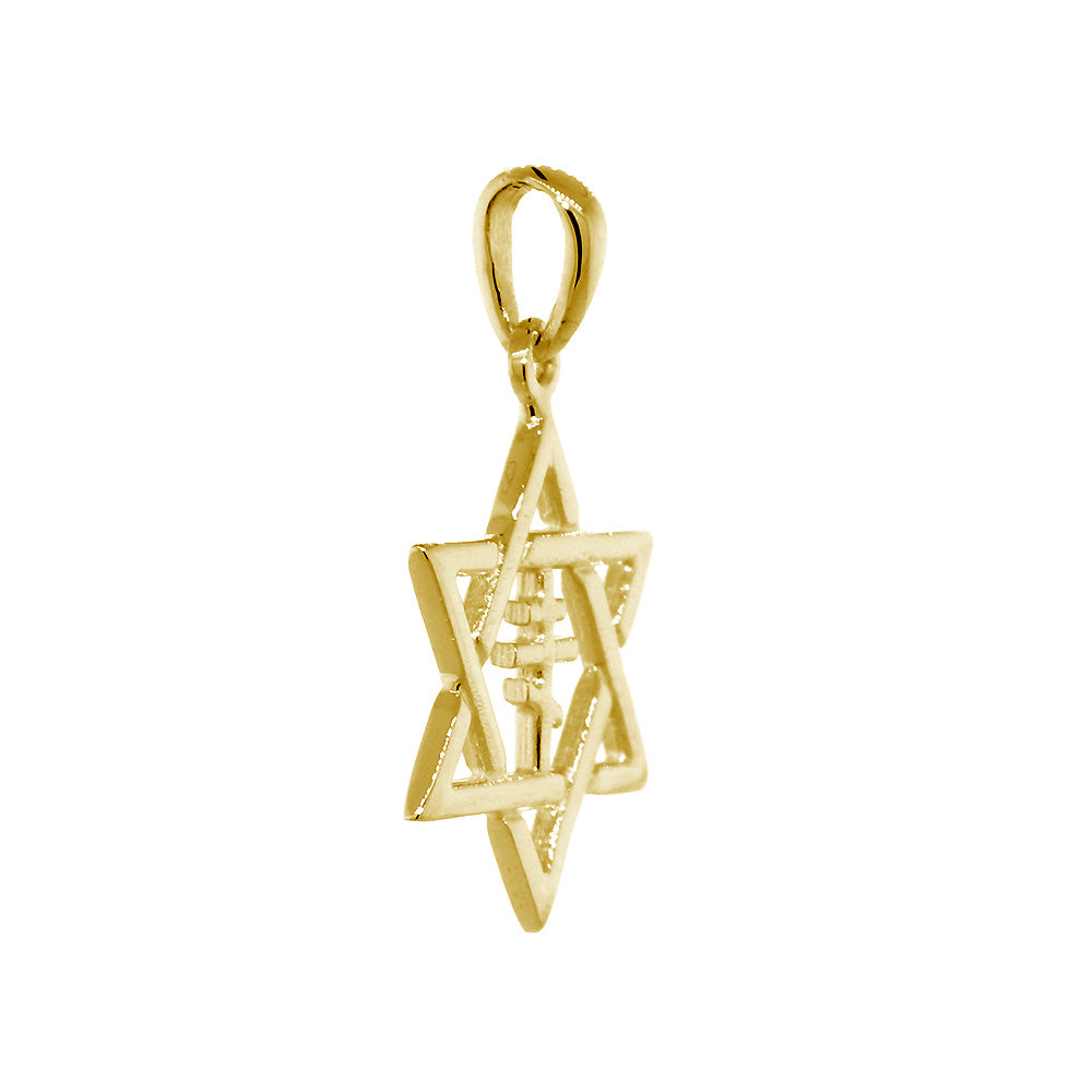 Messianic star of store david and cross necklace