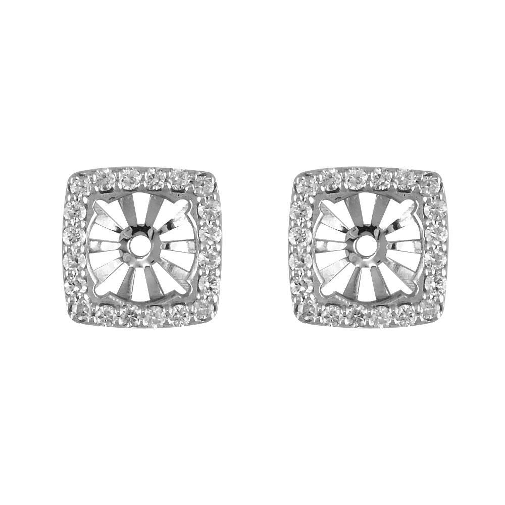 Diamond Stud Earrings w/ Diamond Jackets 14K Yellow Gold