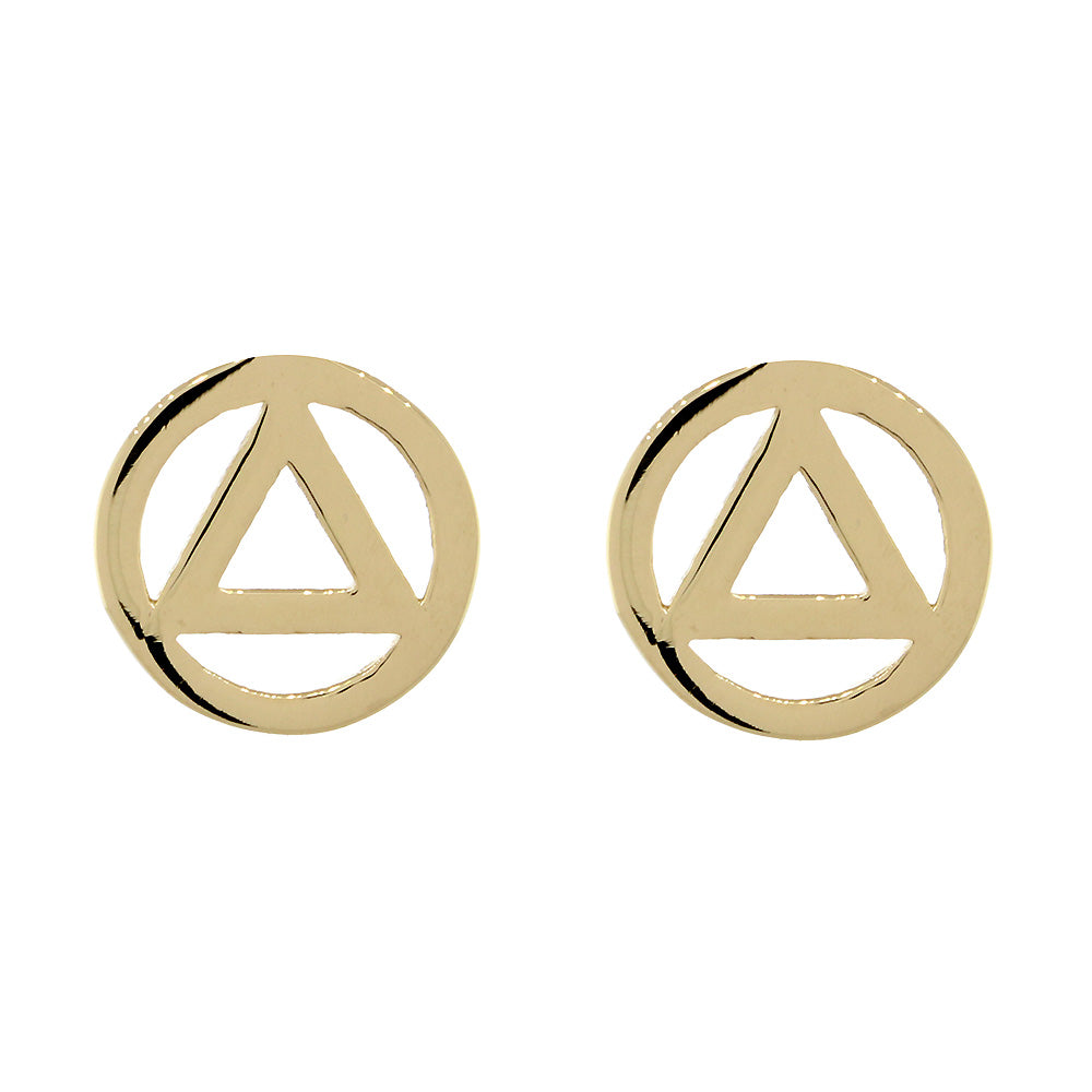 10mm AA Alcoholics Anonymous Sobriety Charm Post Back Earrings in 14k –  Sziro Jewelry