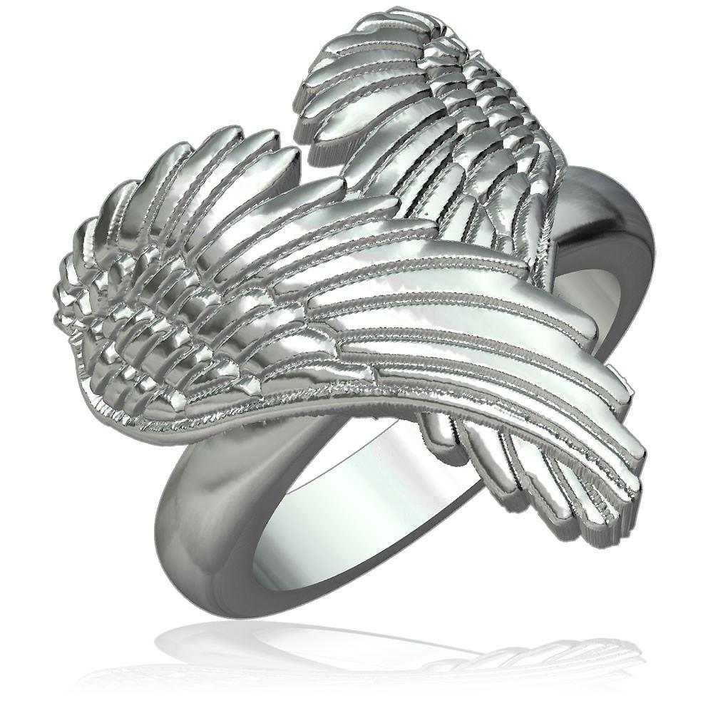 White gold angel wing shop ring