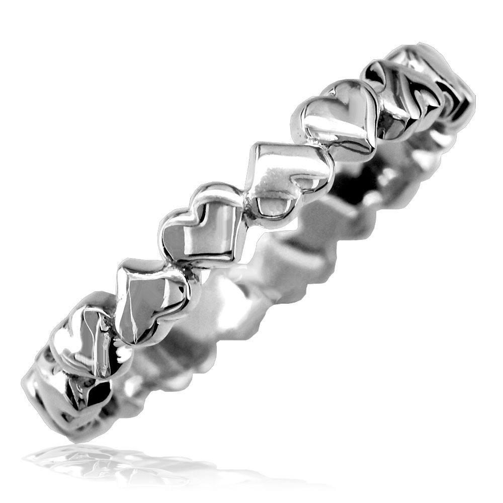 Thin Eternity Hearts Stacker Ring in Sterling Silver – Sziro Jewelry