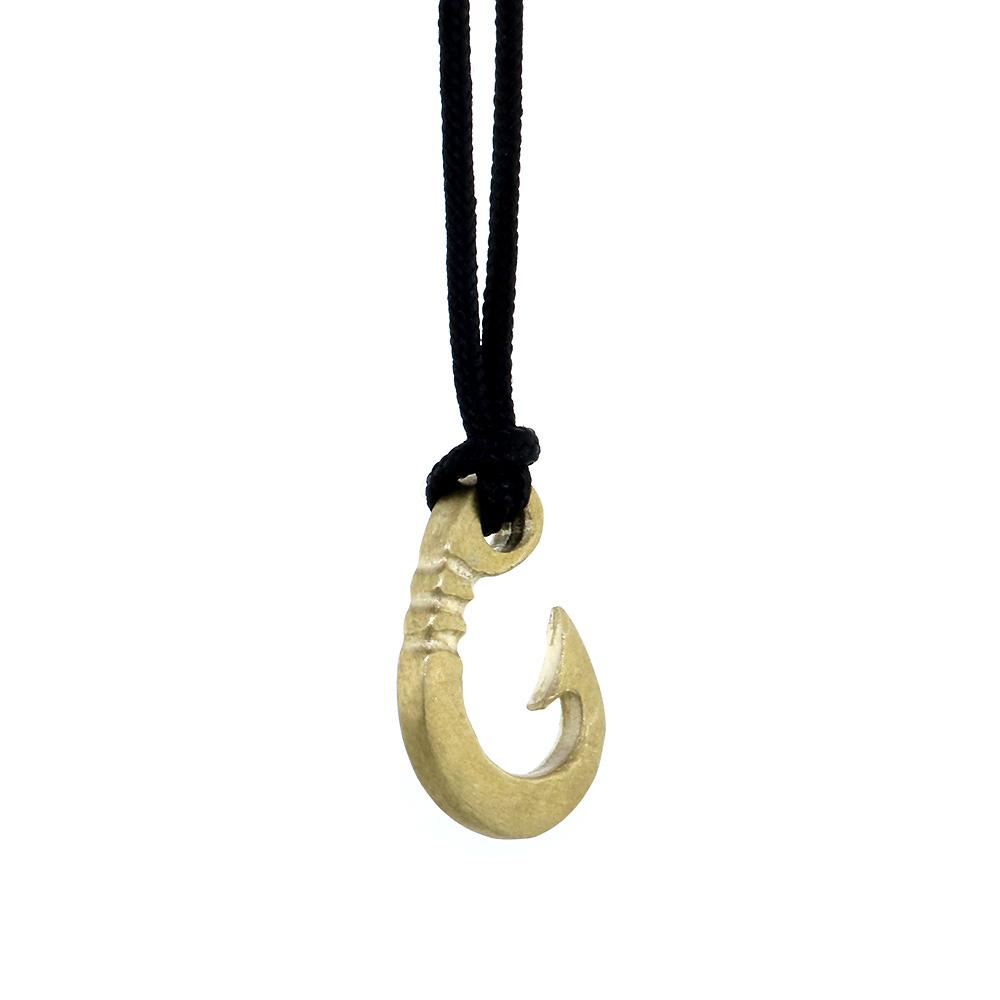 Hard Edge Fish Hook Necklace, 1 Inch Size by Manny Puig in Bronze