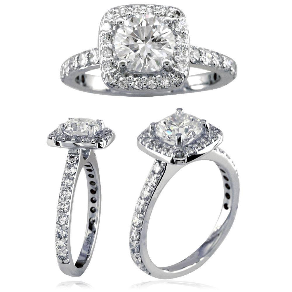 14K White Gold Halo Ring Setting #JS999W14