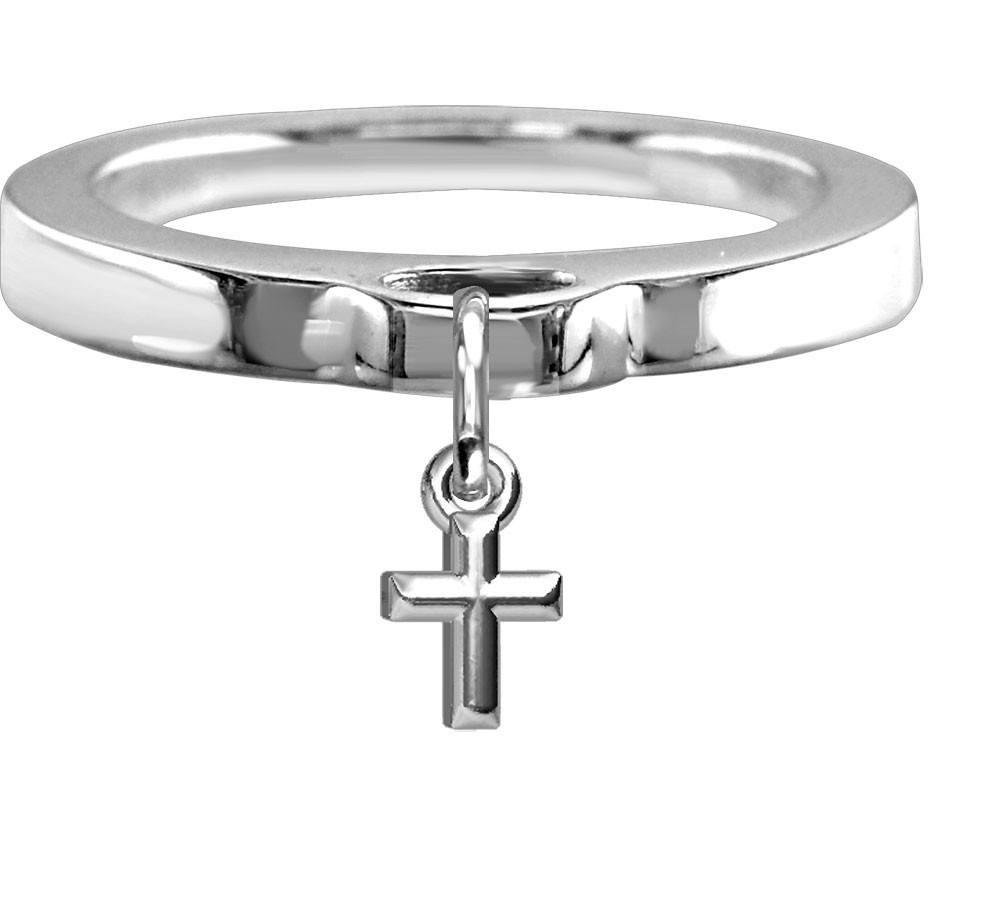 Small Band Sterling Silver Cross Ring