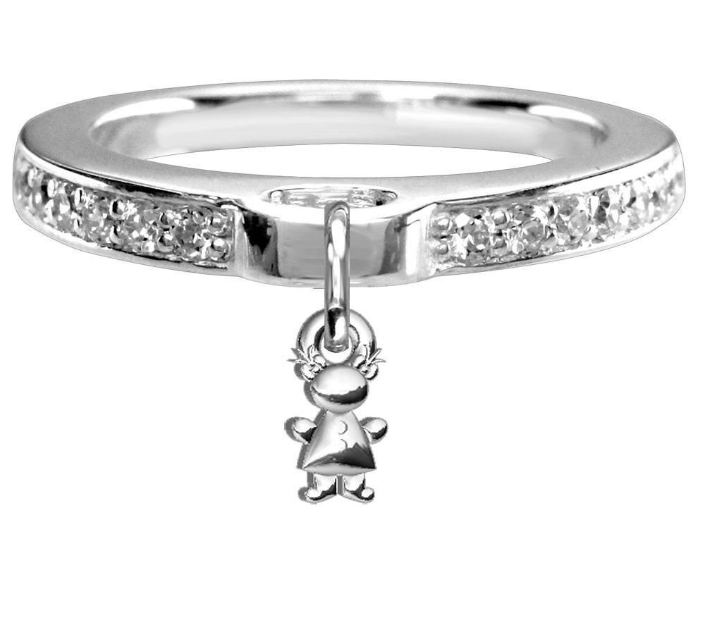 Chubby Belly Girl Charm Ring with Cubic Zirconia Band in Sterling Silv –  Sziro Jewelry