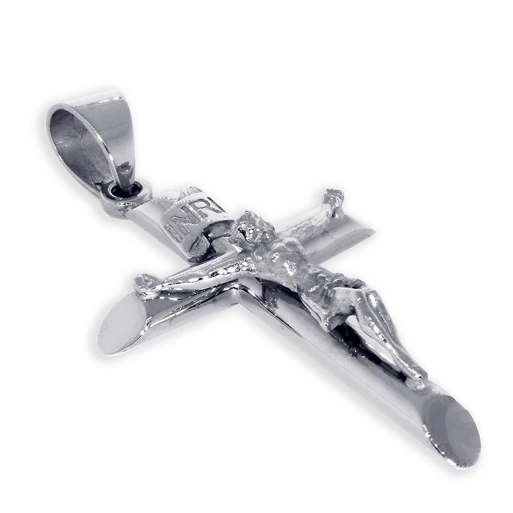 43mm Inri Jesus Crucifix Cross Charm in Sterling Silver