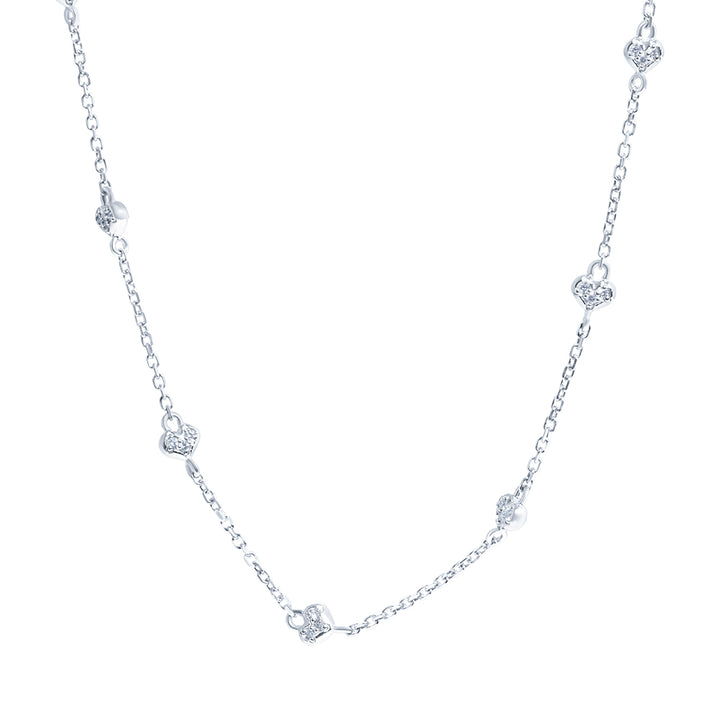 14K White Gold & Diamond Heart By The Yard Necklace / Chain