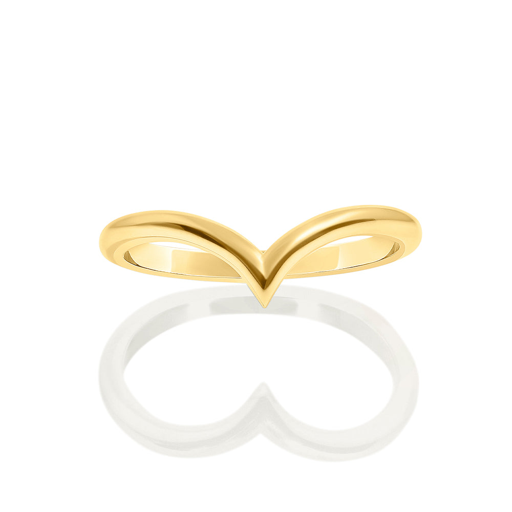 14K Yellow Gold Chevron Ring - Band