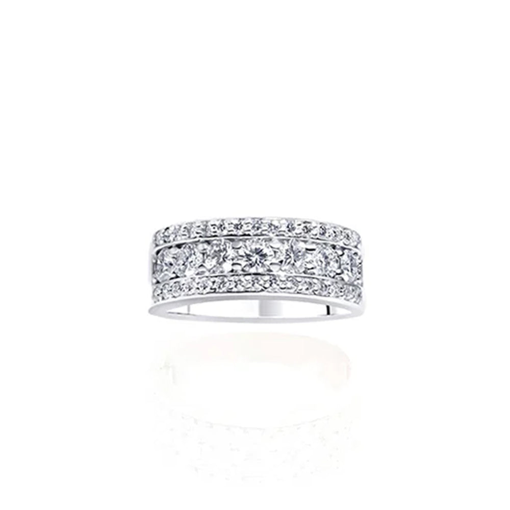 14K White Gold & Diamond Wedding Band - Ring