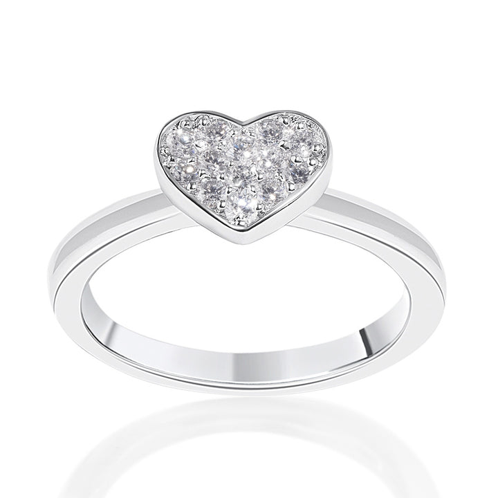 14k White Gold & Diamond Heart Ring