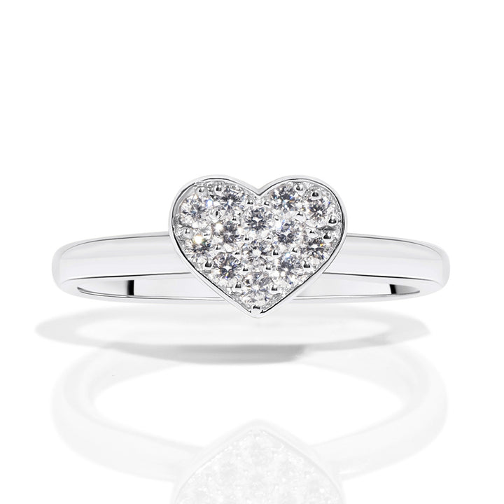 14k White Gold & Diamond Heart Ring