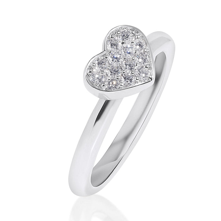 14k White Gold & Diamond Heart Ring