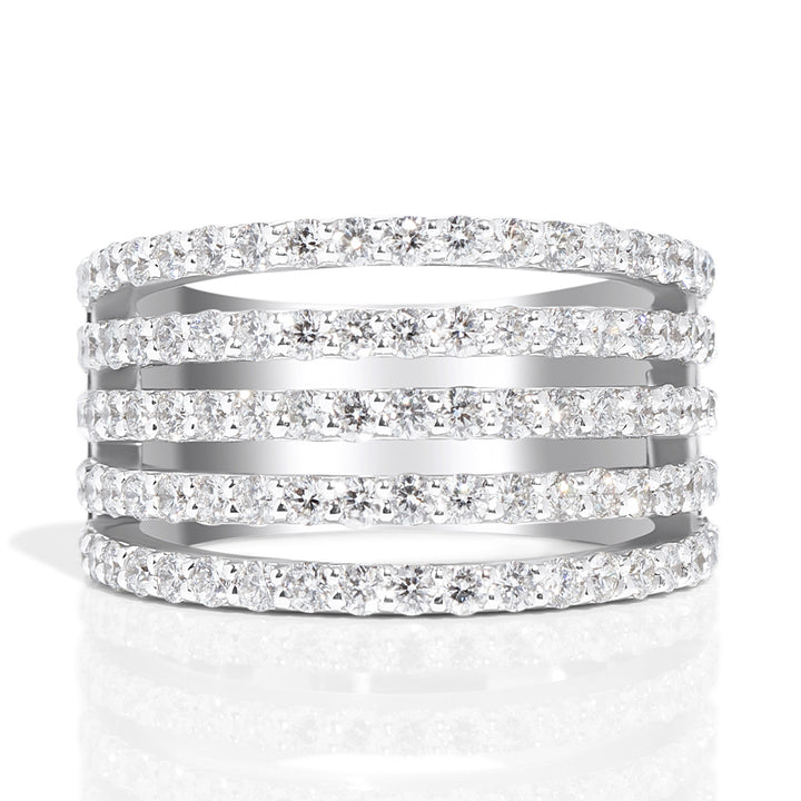 14k White Gold & Diamond Ring/Band, 5 Rows