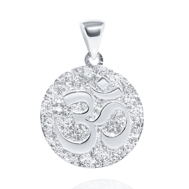 Yin Yang & Ohm Symbol Charm - Pendant, 14K White Gold