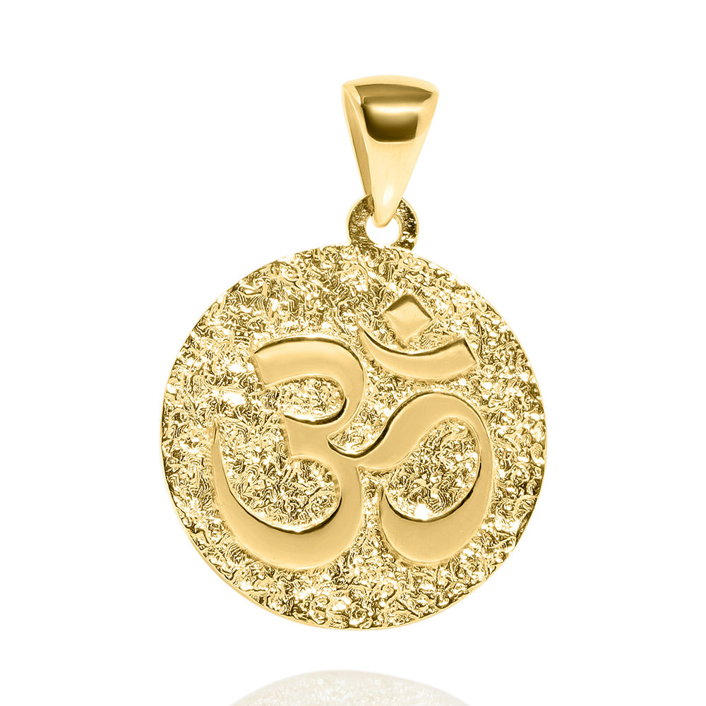 Yin Yang & Ohm Symbol Charm - Pendant, 14K Yellow Gold