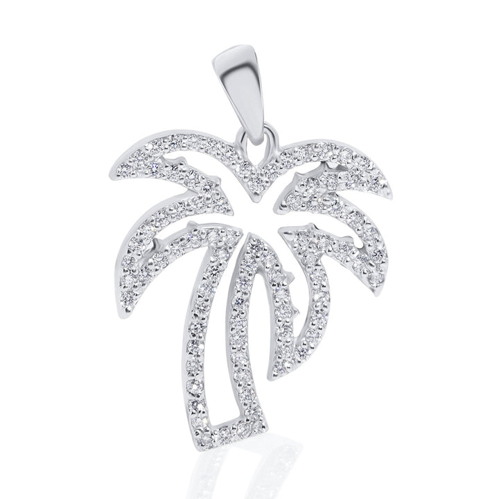 Palm Tree Pendant - Charm,14K White Gold & Diamonds