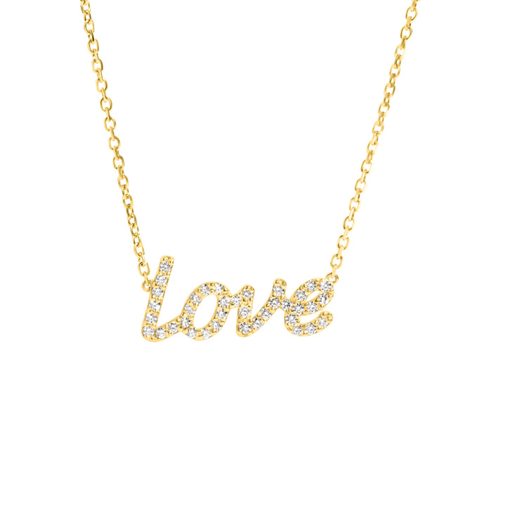 14k Yellow Gold & Diamond Love Necklace