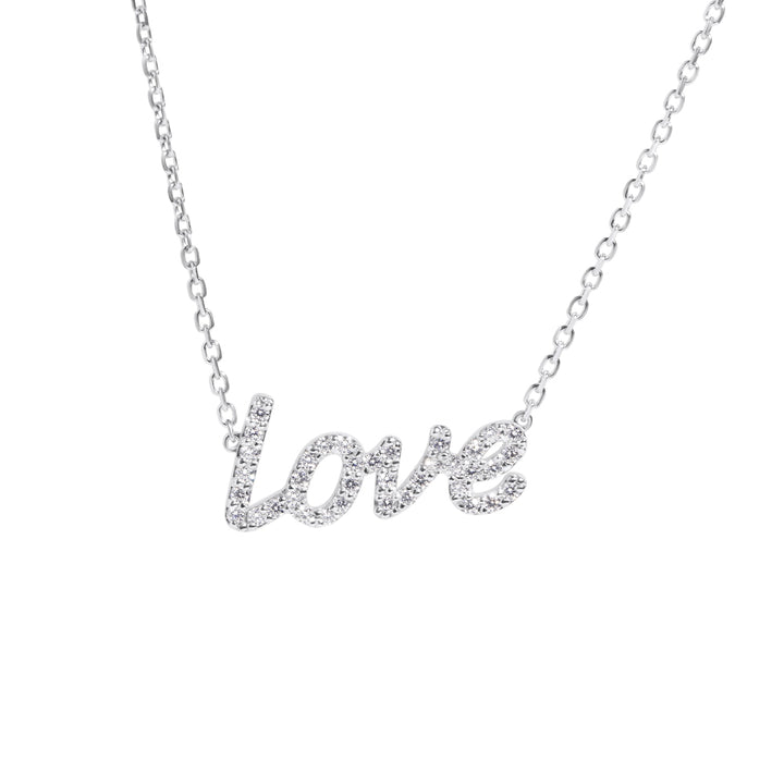 14k White Gold & Diamond Love Necklace