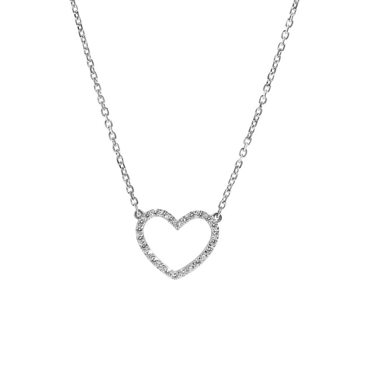 14k White Gold & Diamond Heart Necklace