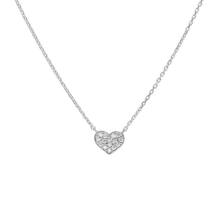 Heart Necklace, 14K White Gold and Diamond Heart Necklace