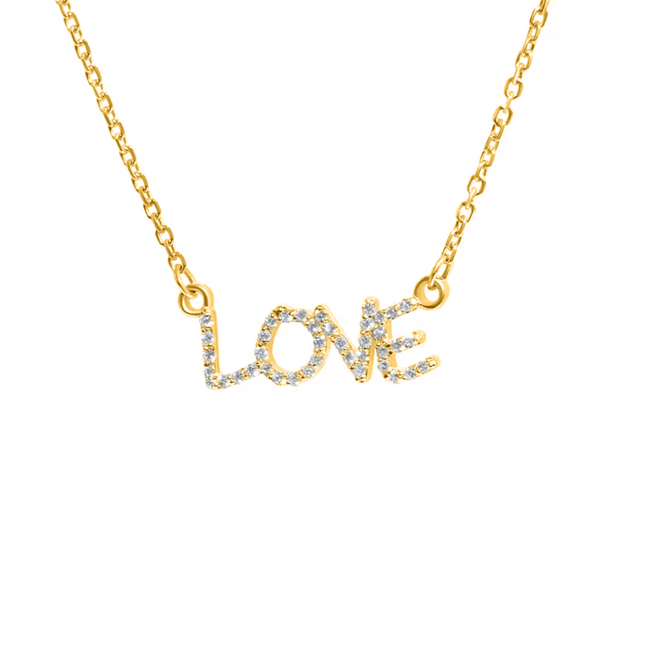 Love Necklace, 14K Yellow Gold & Diamond Necklace