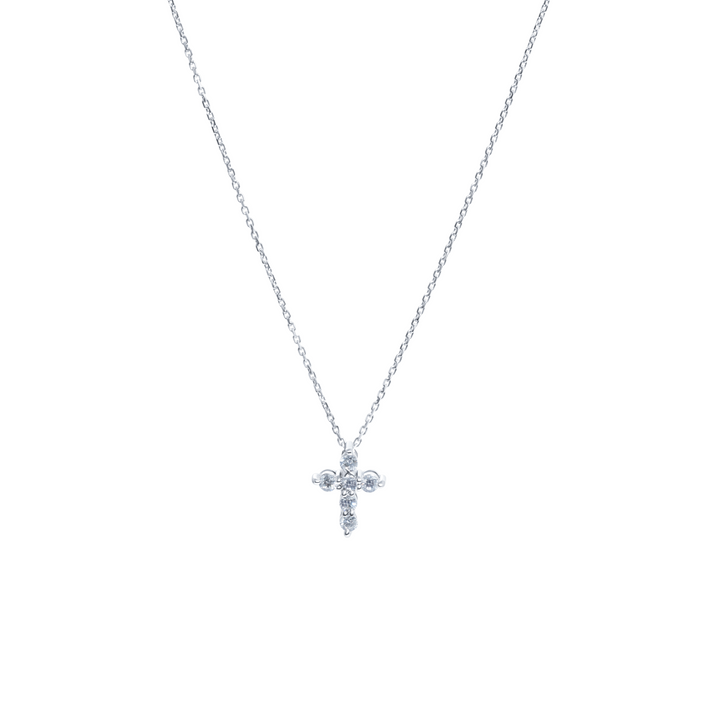 14K White Gold & Diamond Cross Pendant