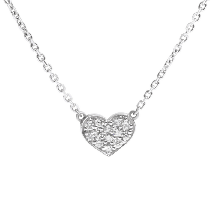 Heart Necklace, 14K White Gold & Diamond Necklace