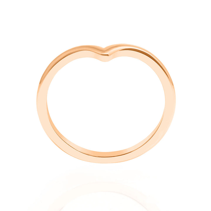 14K Pink - Rose Gold Rounded Point Chevron Ring