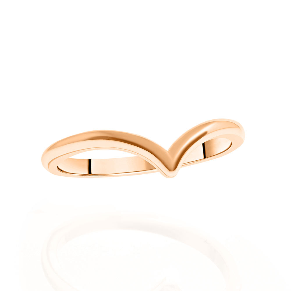 14K Pink - Rose Gold Rounded Point Chevron Ring