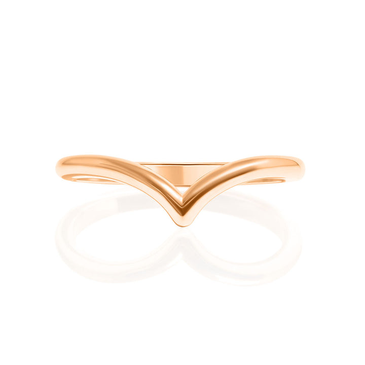 14K Pink - Rose Gold Rounded Point Chevron Ring