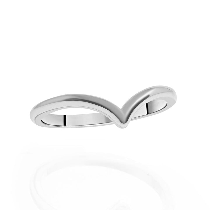 14K White Gold Rounded Point Chevron Ring