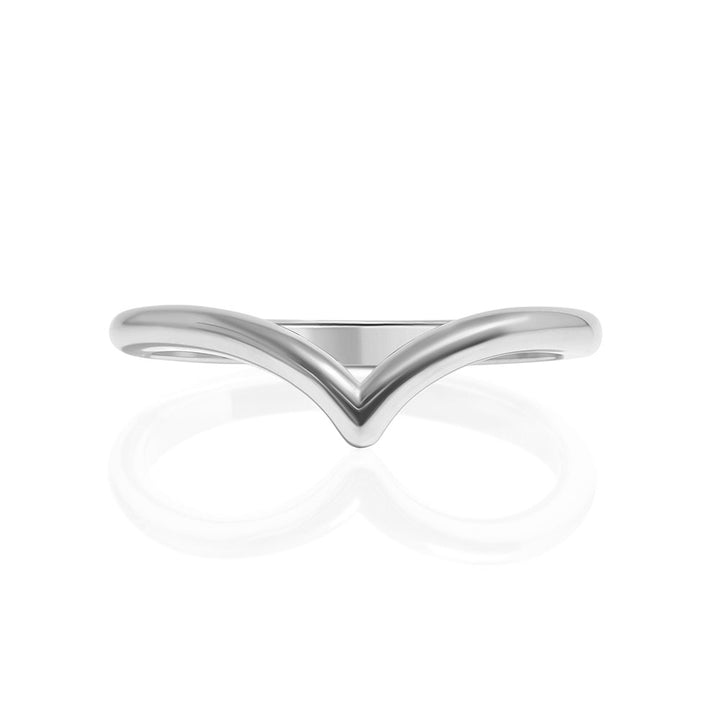 14K White Gold Rounded Point Chevron Ring