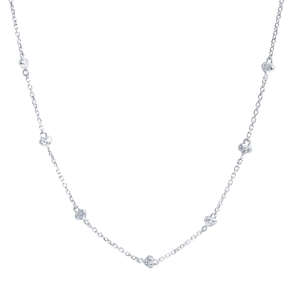 14K White Gold & Diamond Heart By The Yard Necklace / Chain