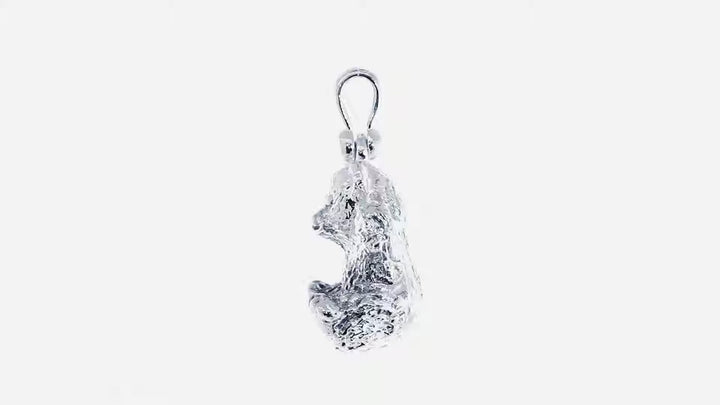 23mm 3D Teddy Bear Pendant in Sterling Silver