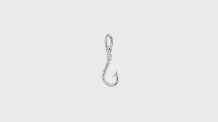 12mm Fishermans Barbed Hook and Knot Fishing Charm in Sterling Silver