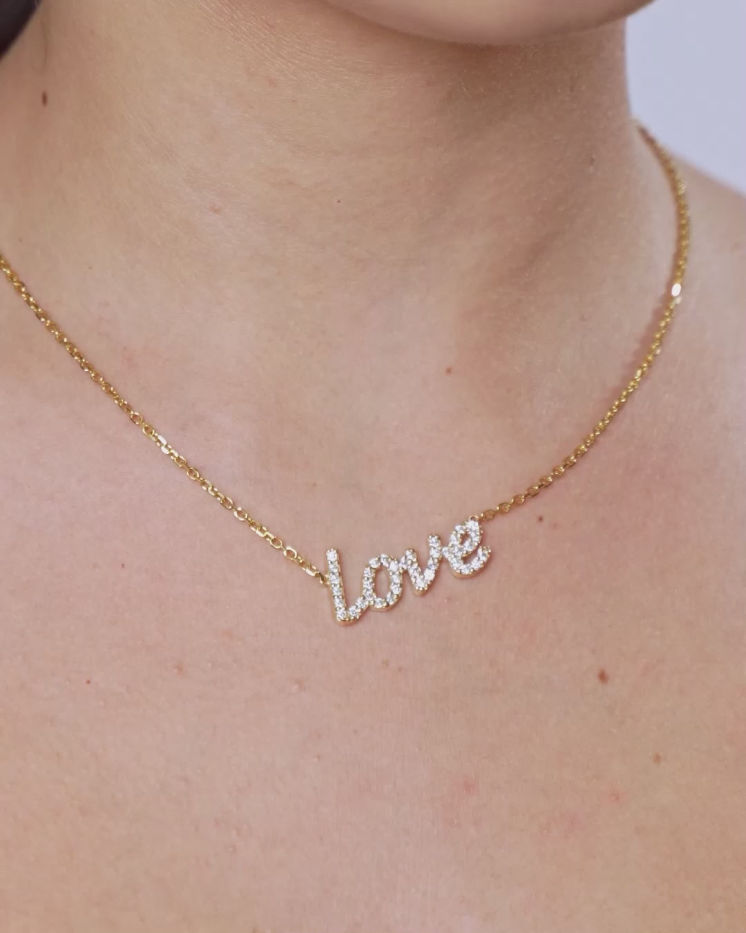 14k Yellow Gold & Diamond Love Necklace