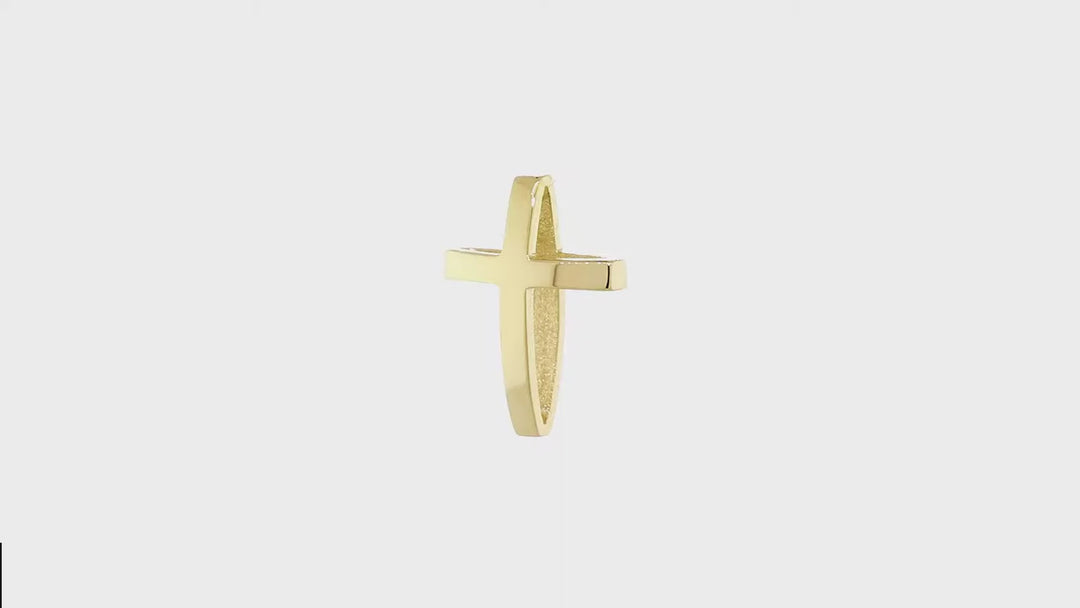 17mm 3D Open Cross Charm in 14K Yellow Gold