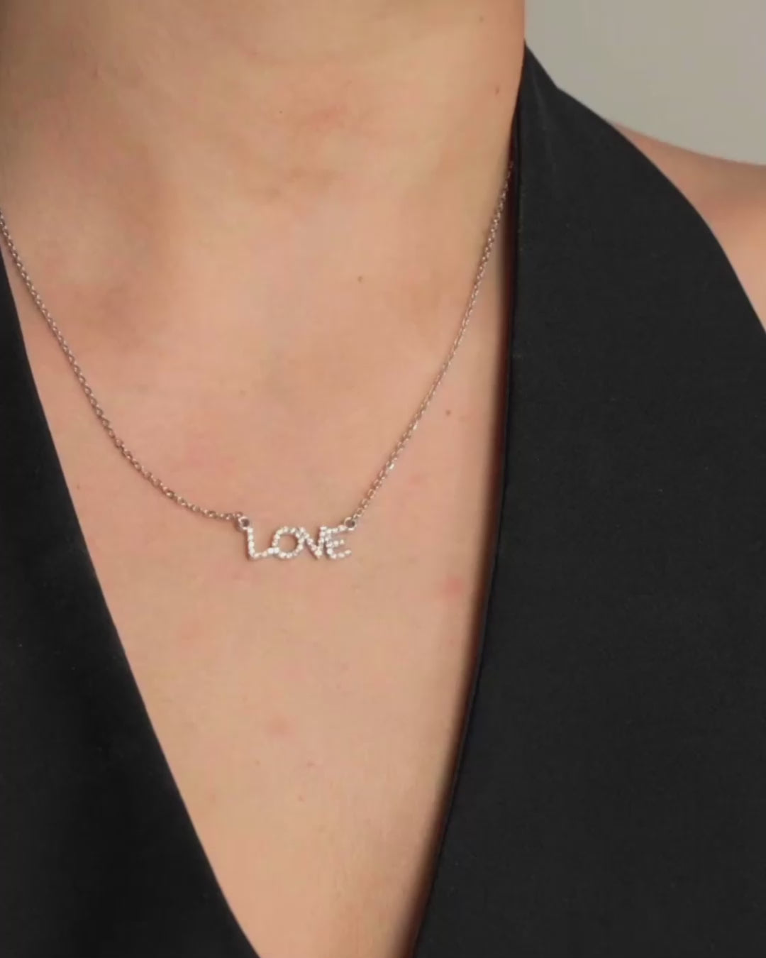 Love Necklace, 14K White Gold & Diamond Necklace