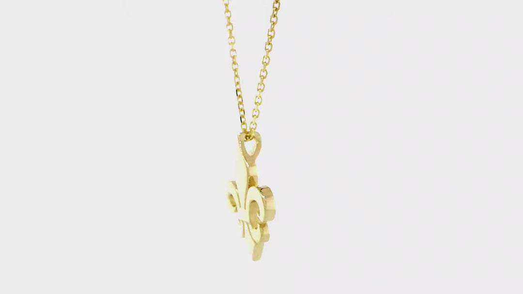 21mm Fleur de Lis Charm and Chain in 14k Yellow Gold