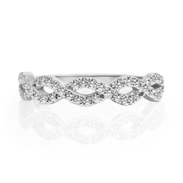 Infinity Pattern Style Ring - Criss Cross - 14k White Gold and Diamonds