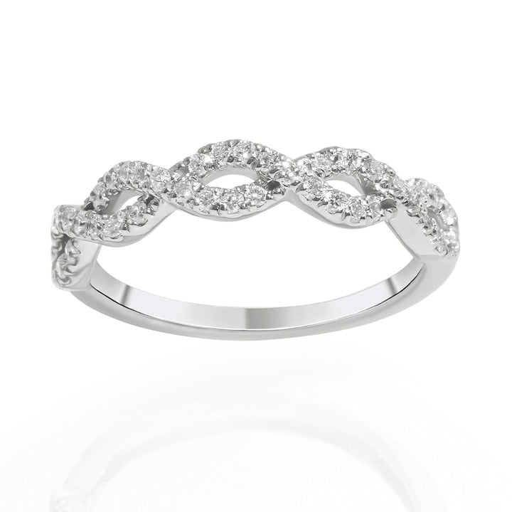 Infinity Pattern Style Ring - Criss Cross - 14k White Gold and Diamonds