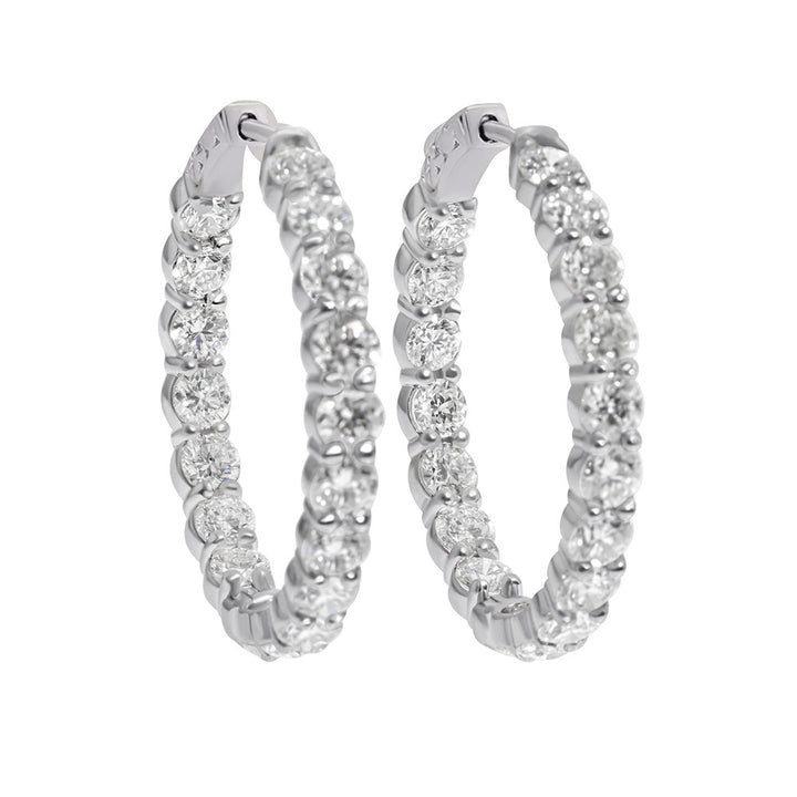 14K White Gold & Natural Diamond Hoops