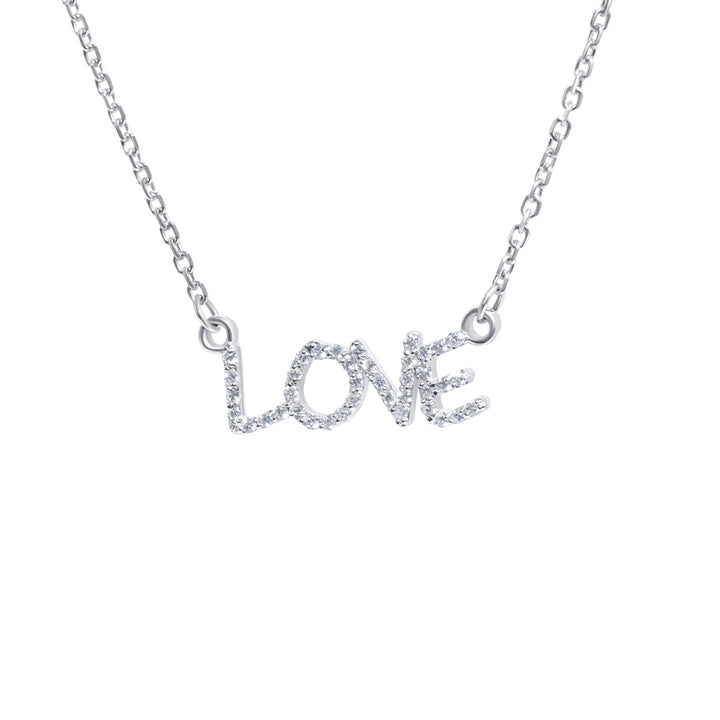 Love Necklace, 14K White Gold & Diamond Necklace